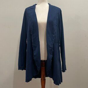 Neon Buddha Navy Blue Open Front Cotton Cardigan